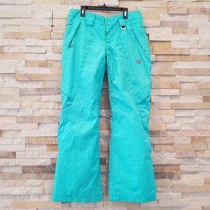 DC Womens Small Green Snowboard Ski Snow Pants Bib Snowsuit Suit Bibs Ladies